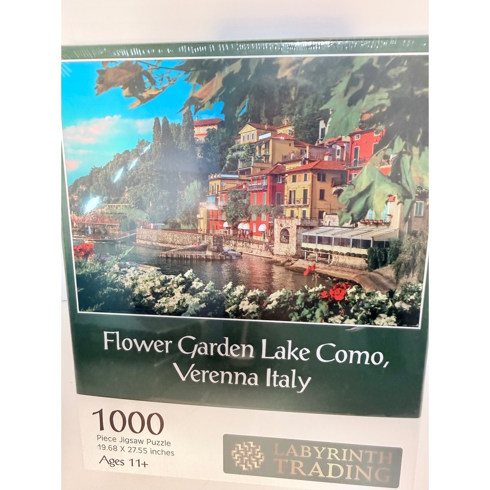Labyrinth Trading 1000pc Jigsaw Puzzle Flower Garden Lake Como Italy VI021501